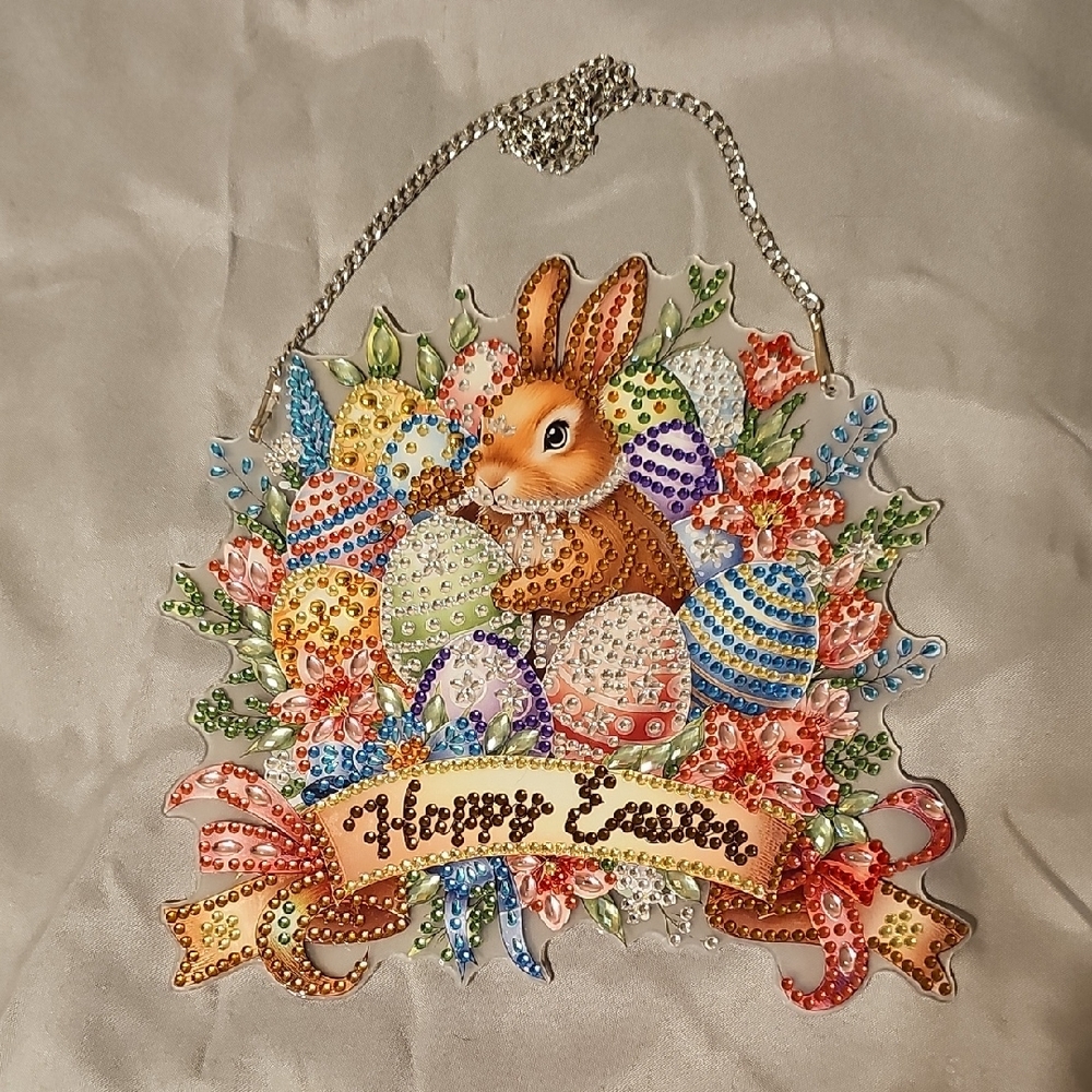 Rhinestone Easter Bunny Wall Hanging Sun Catcher